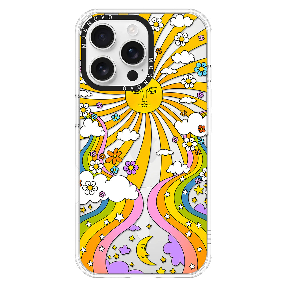 Rainbow Sun and Moon Phone Case - iPhone 16 Pro Max Case - MOSNOVO