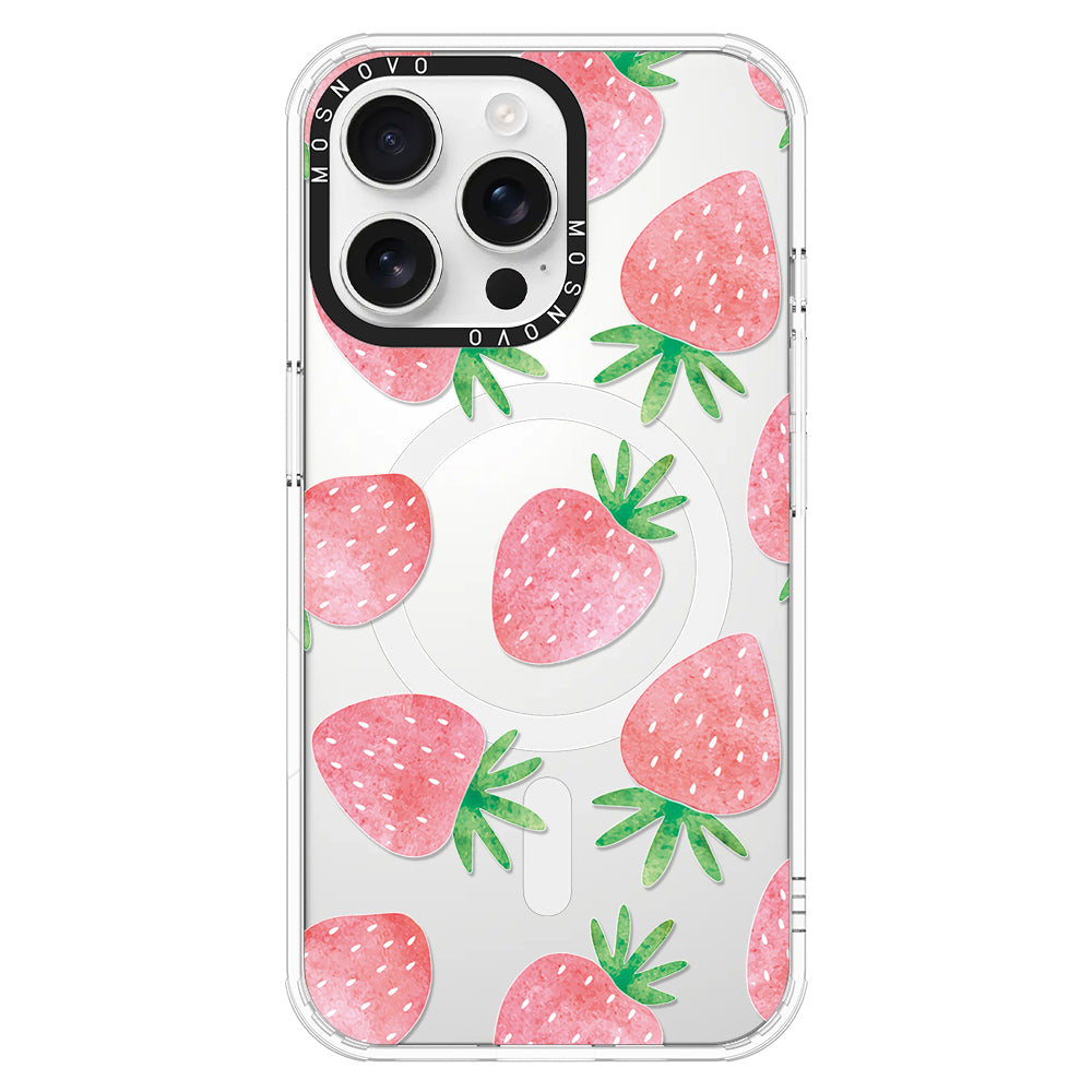 Pastel Strawberry Phone Case - iPhone 16 Pro Max Case - MOSNOVO