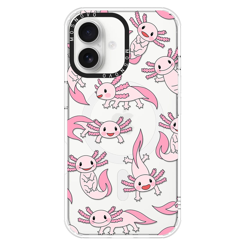 Pink Axolotl Phone Case - iPhone 16 Plus Case - MOSNOVO