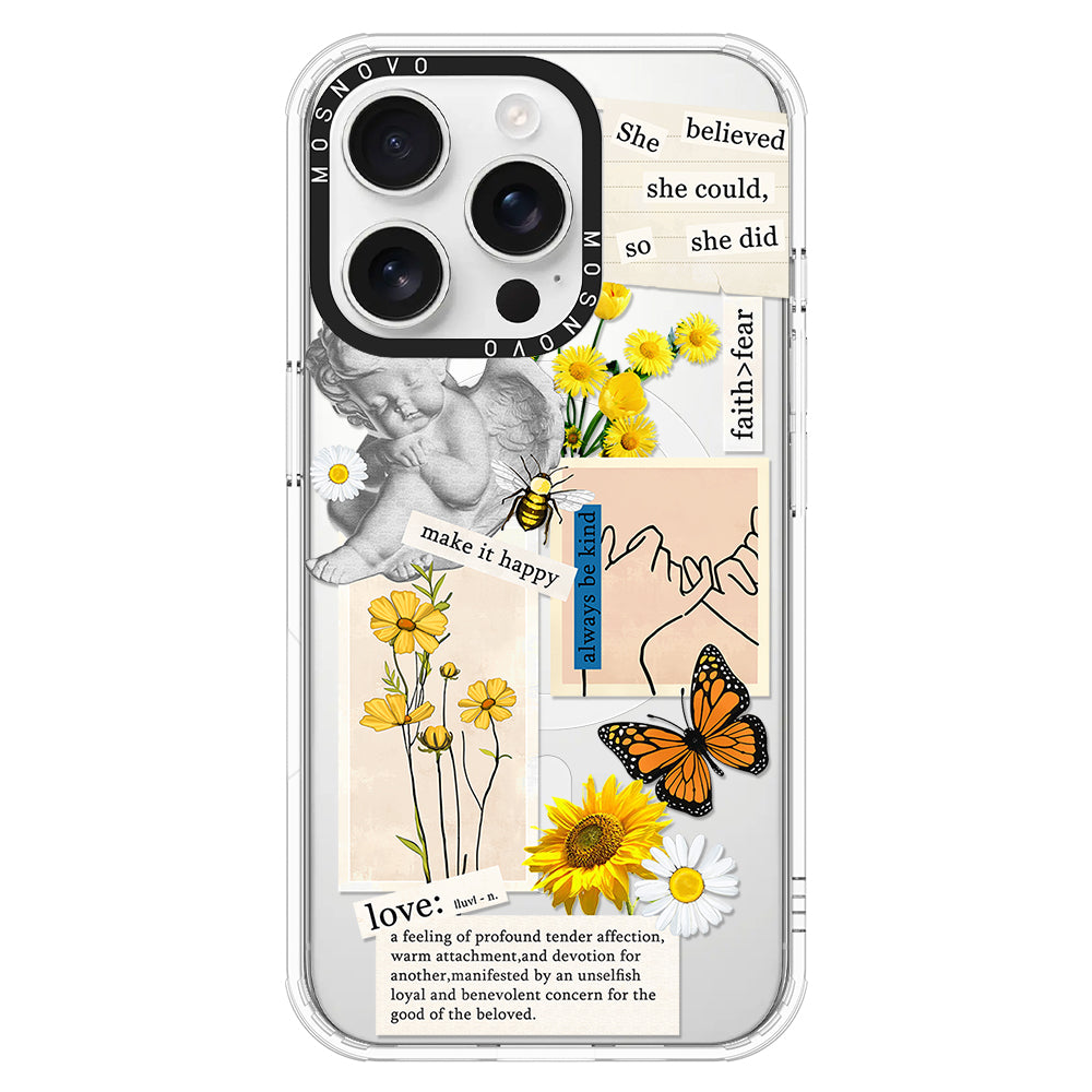 Vintage Collage Sunflower Butterfly Phone Case - iPhone 16 Pro Case - MOSNOVO