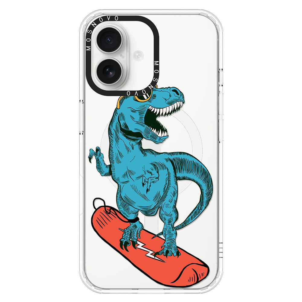 Surfing Dinosaur Phone Case - iPhone 16 Plus Case - MOSNOVO