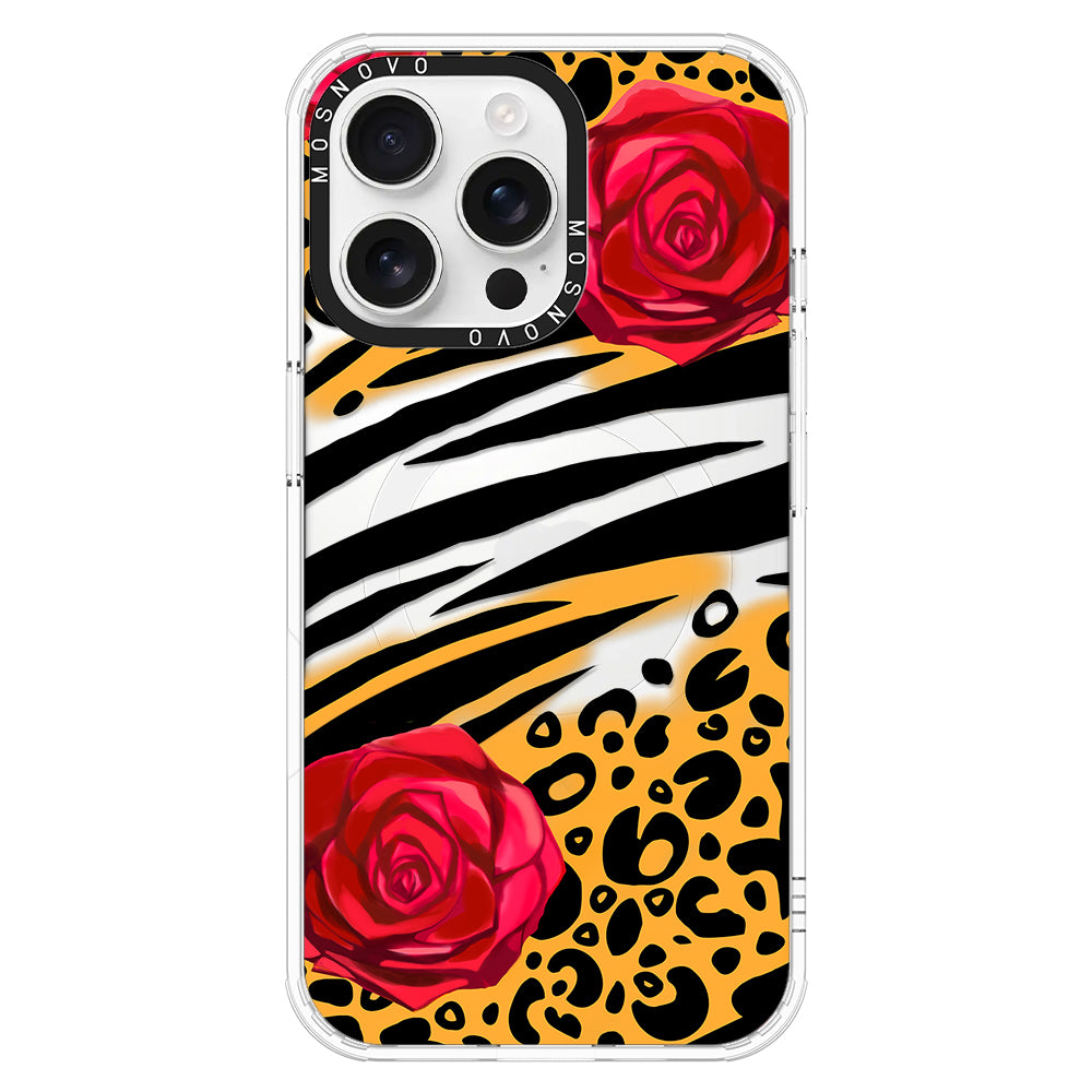 Wild Floral Leopard Phone Case - iPhone 16 Pro Max Case - MOSNOVO