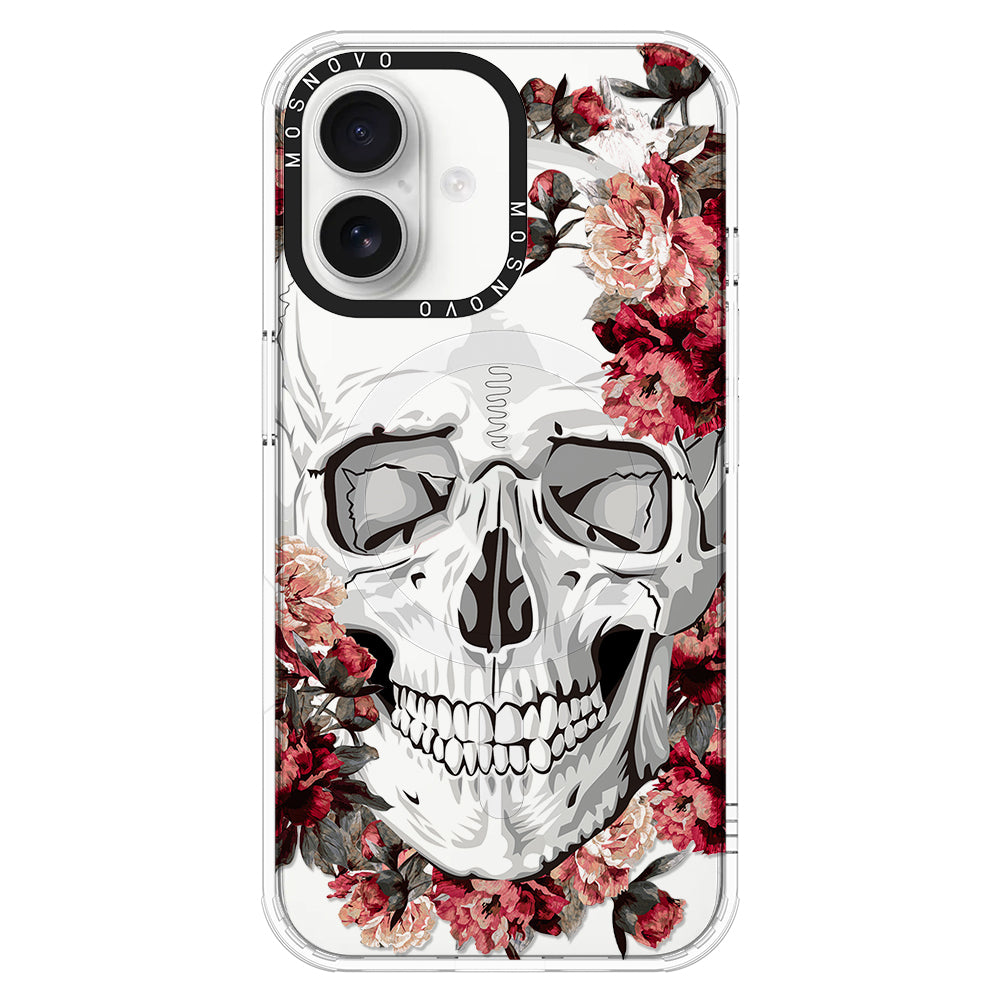 Red Flower Skull Phone Case - iPhone 16 Plus Case - MOSNOVO