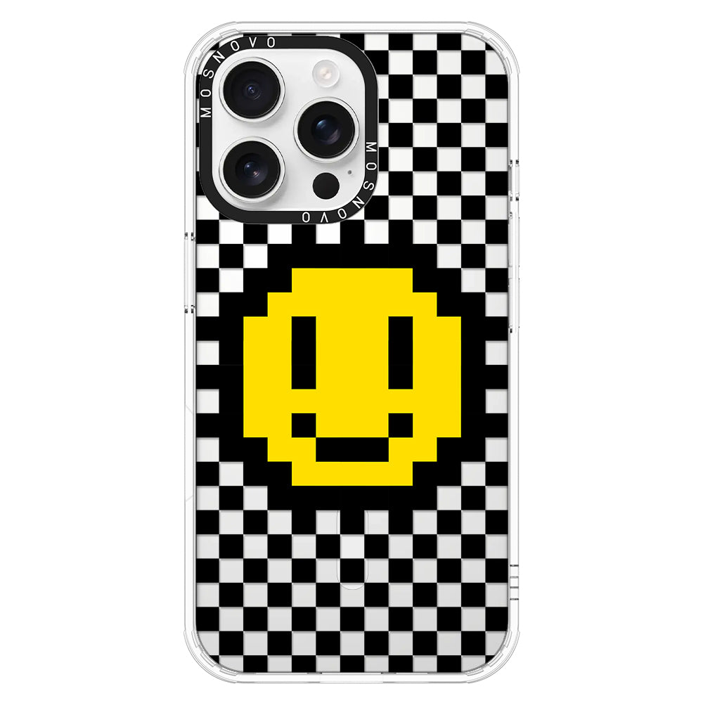 Smile Checkered Phone Case - iPhone 16 Pro Max Case - MOSNOVO