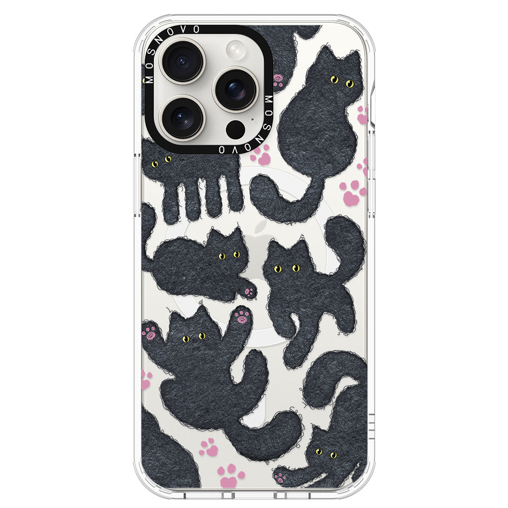 Black Furry Cat Phone Case - iPhone 15 Pro Max Case