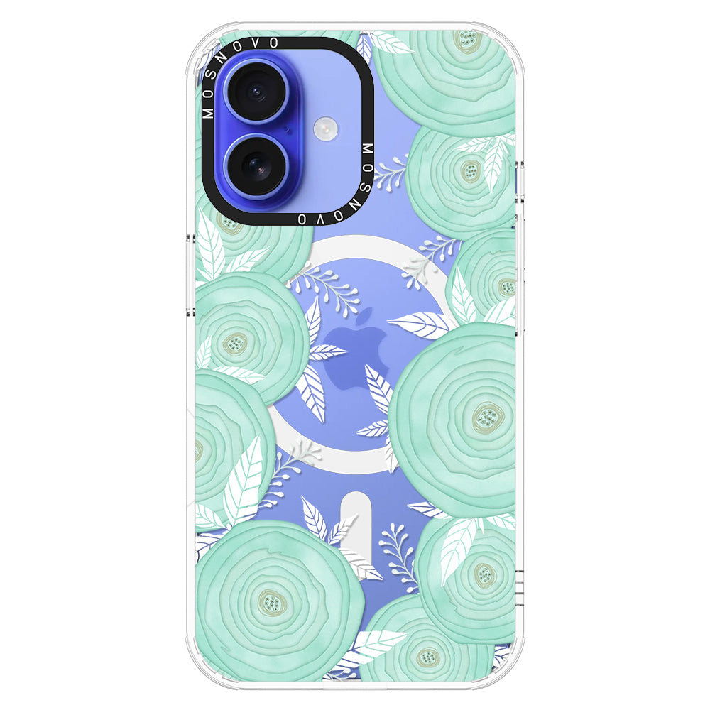 Mint Flower Phone Case - iPhone 16 Plus Case - MOSNOVO