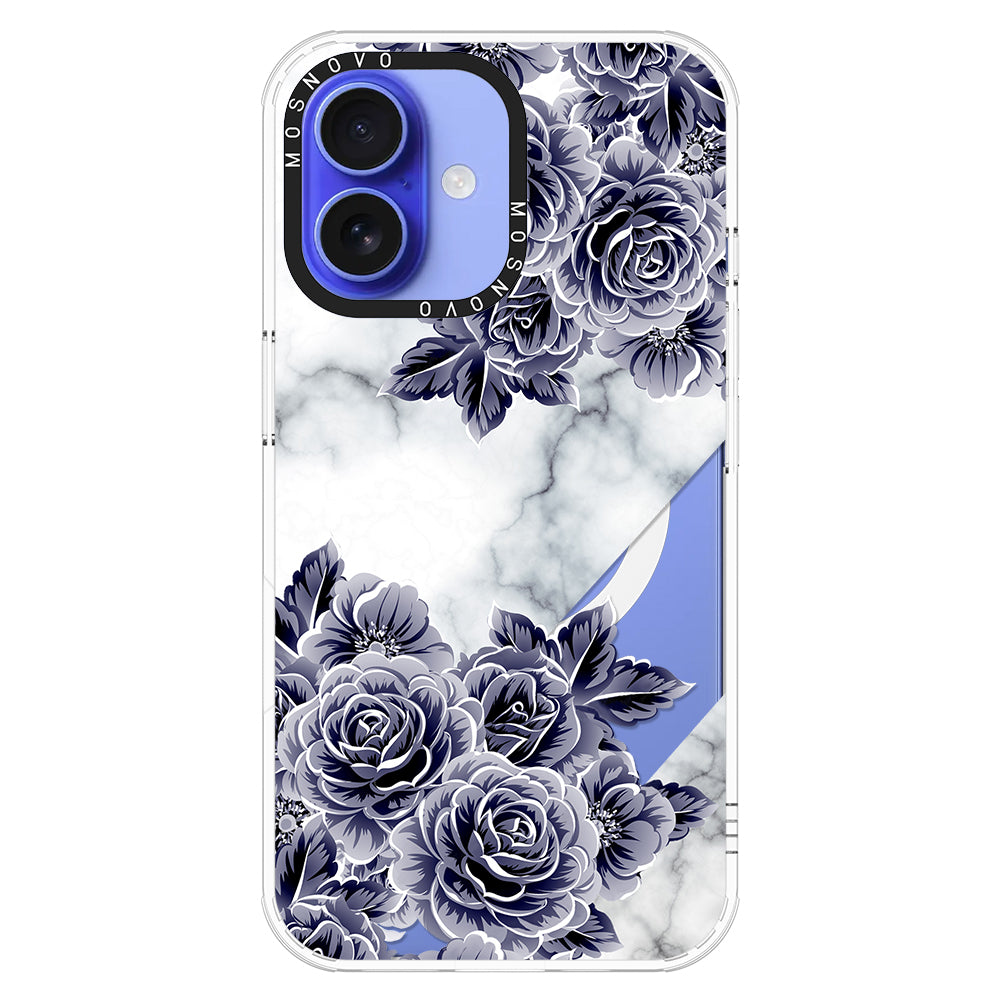 Marble with Purple Flowers Phone Case - iPhone 16 Case - MOSNOVO