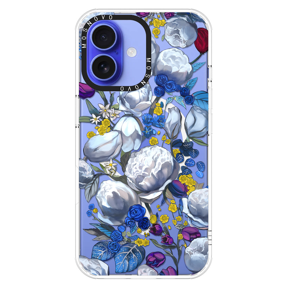 Purple Blue Floral Phone Case - iPhone 16 Plus Case - MOSNOVO