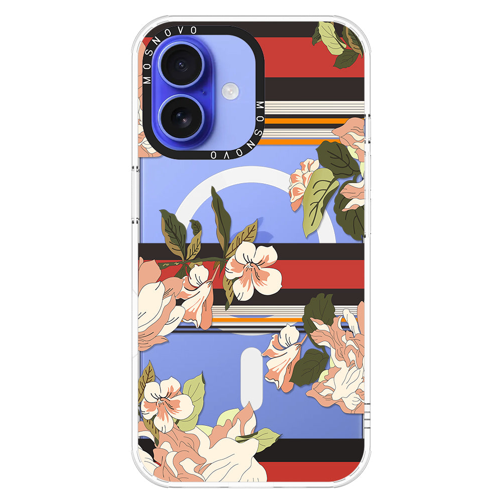 Classic Stripe Floral Phone Case - iPhone 16 Case - MOSNOVO