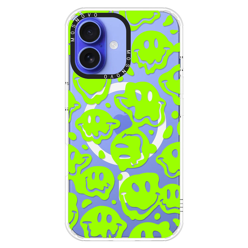 Distorted Green Smiles Face Phone Case - iPhone 16 Case - MOSNOVO