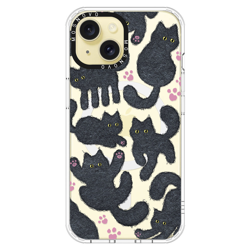 Black Furry Cat Phone Case - iPhone 15 Plus Case