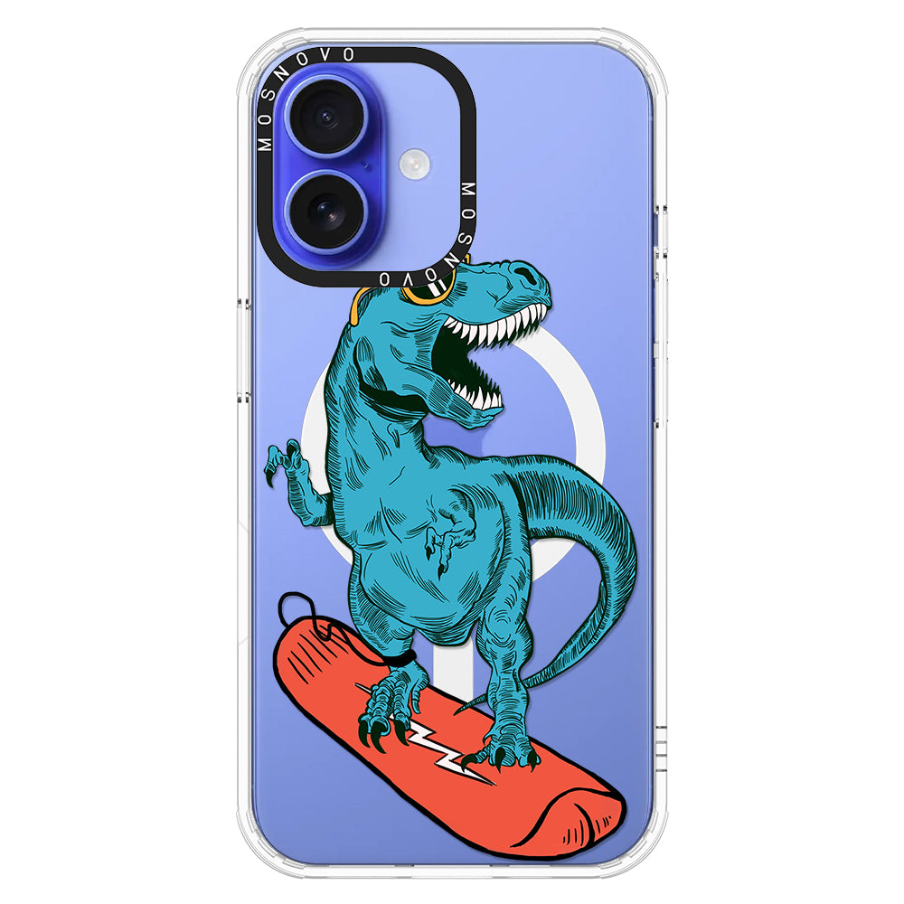 Surfing Dinosaur Phone Case - iPhone 16 Plus Case - MOSNOVO