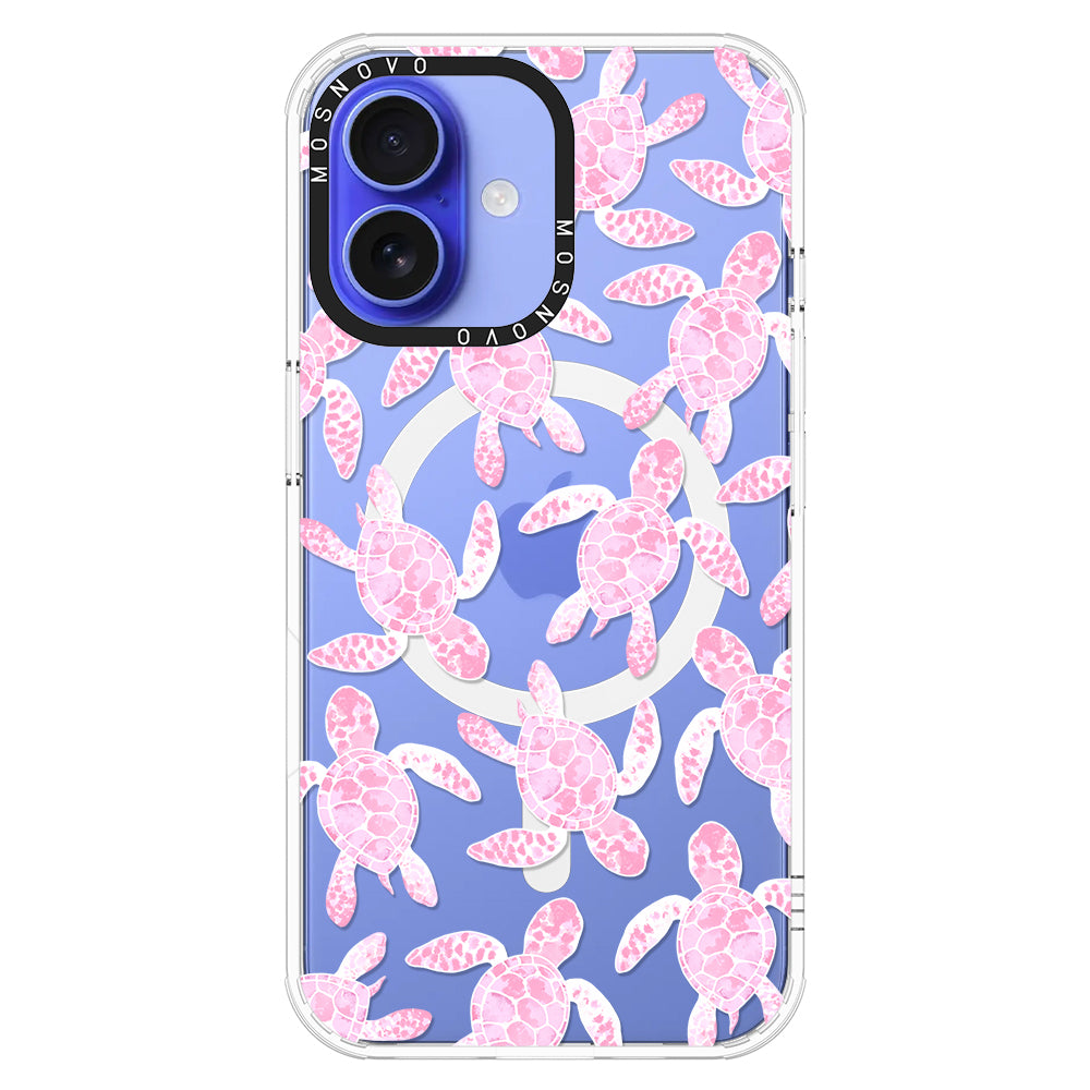 Pink Turtle Phone Case - iPhone 16 Plus Case - MOSNOVO