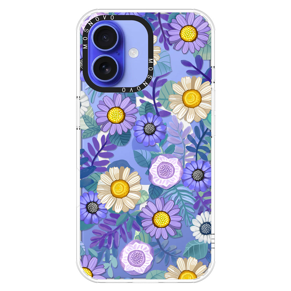 Purple Floral Phone Case - iPhone 16 Plus Case - MOSNOVO