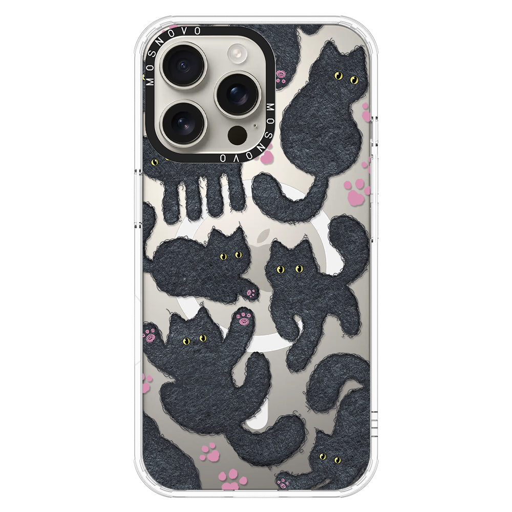 Black Furry Cat Phone Case - iPhone 16 Pro Max Case