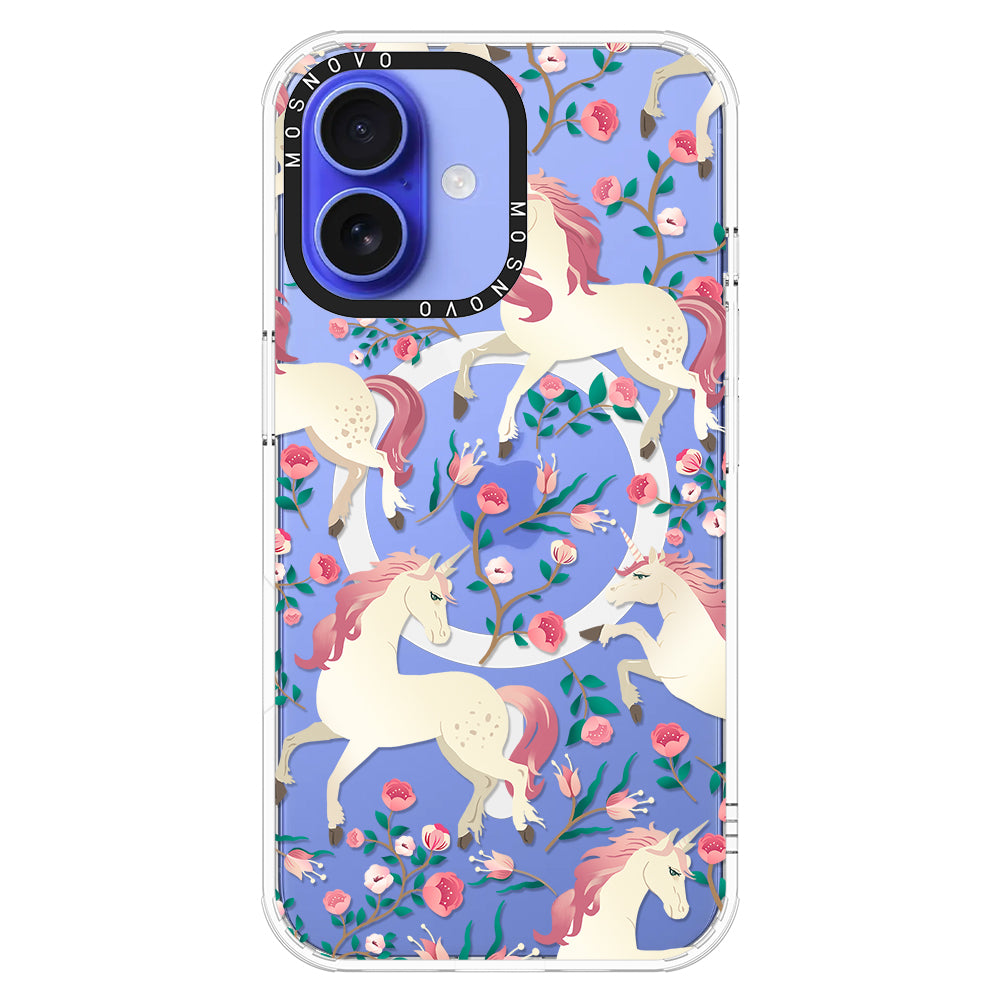 Unicorn with Floral Phone Case - iPhone 16 Plus Case - MOSNOVO