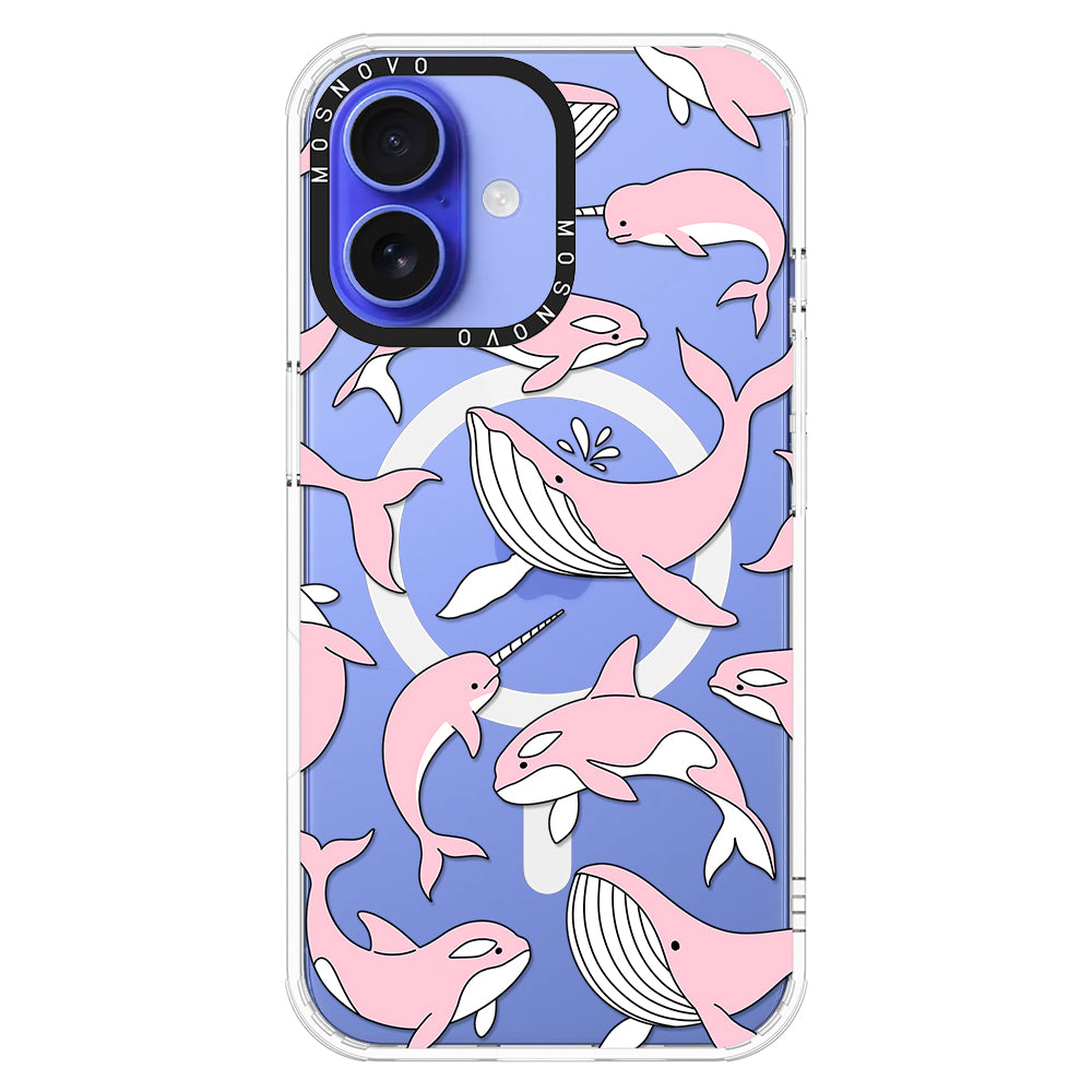 Pink Whales Phone Case - iPhone 16 Case - MOSNOVO