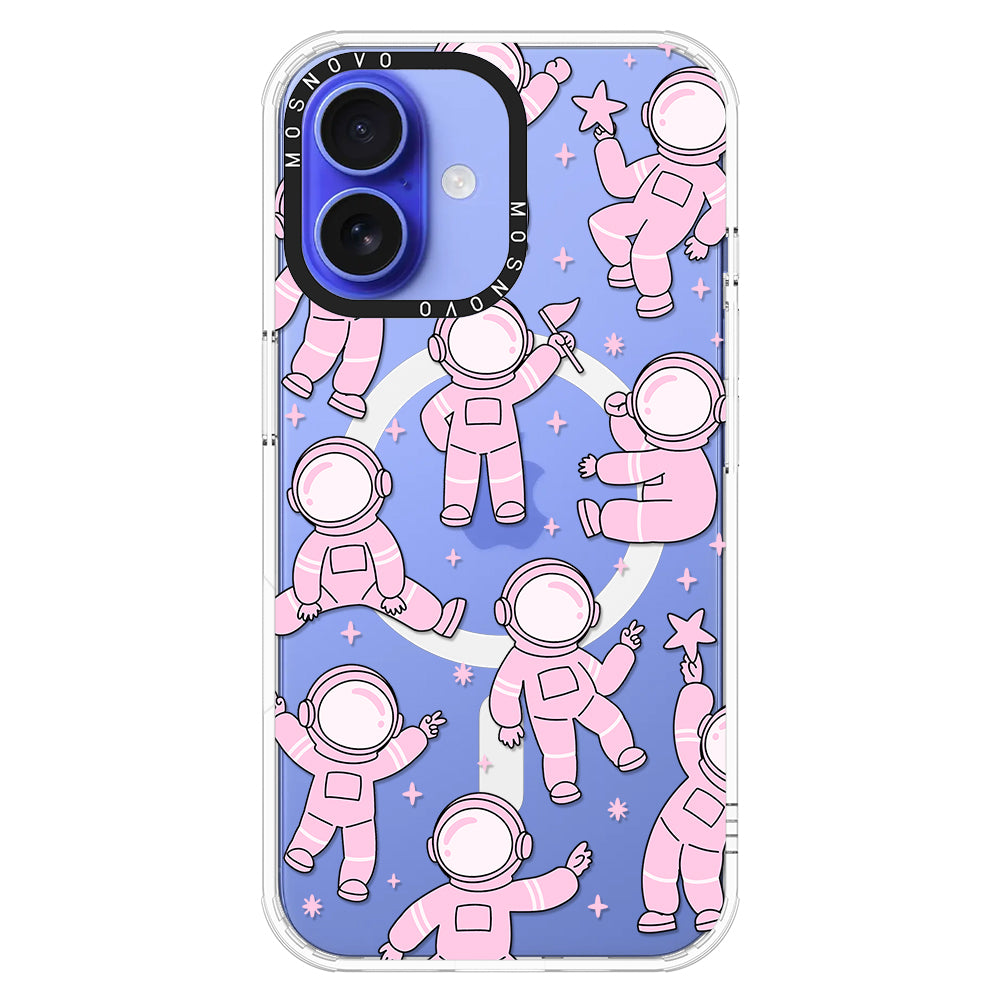 Pink Astronaut Phone Case - iPhone 16 Plus Case - MOSNOVO