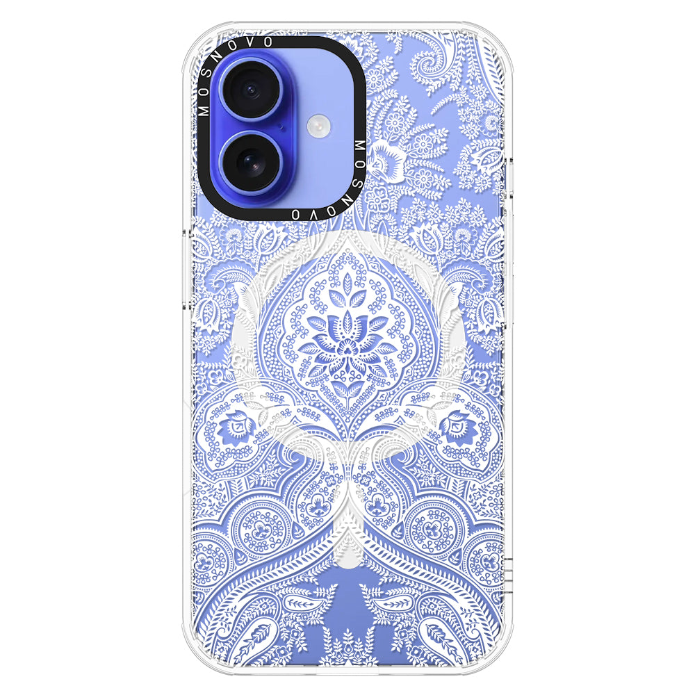 White Damask Phone Case - iPhone 16 Plus Case - MOSNOVO