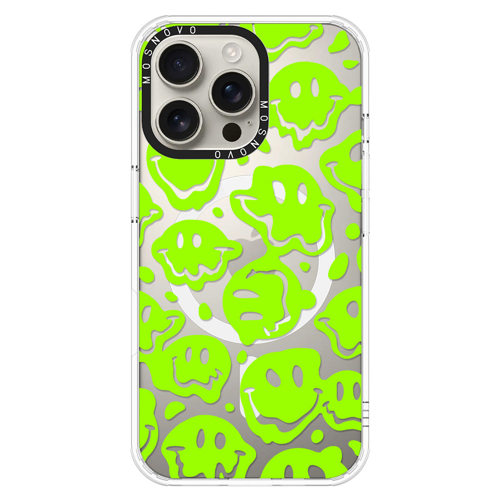 Distorted Green Smiles Face Phone Case - iPhone 16 Pro Max Case - MOSNOVO