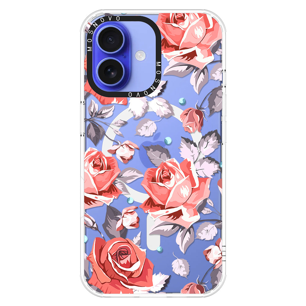 Retro Flower Roses Phone Case - iPhone 16 Plus Case - MOSNOVO