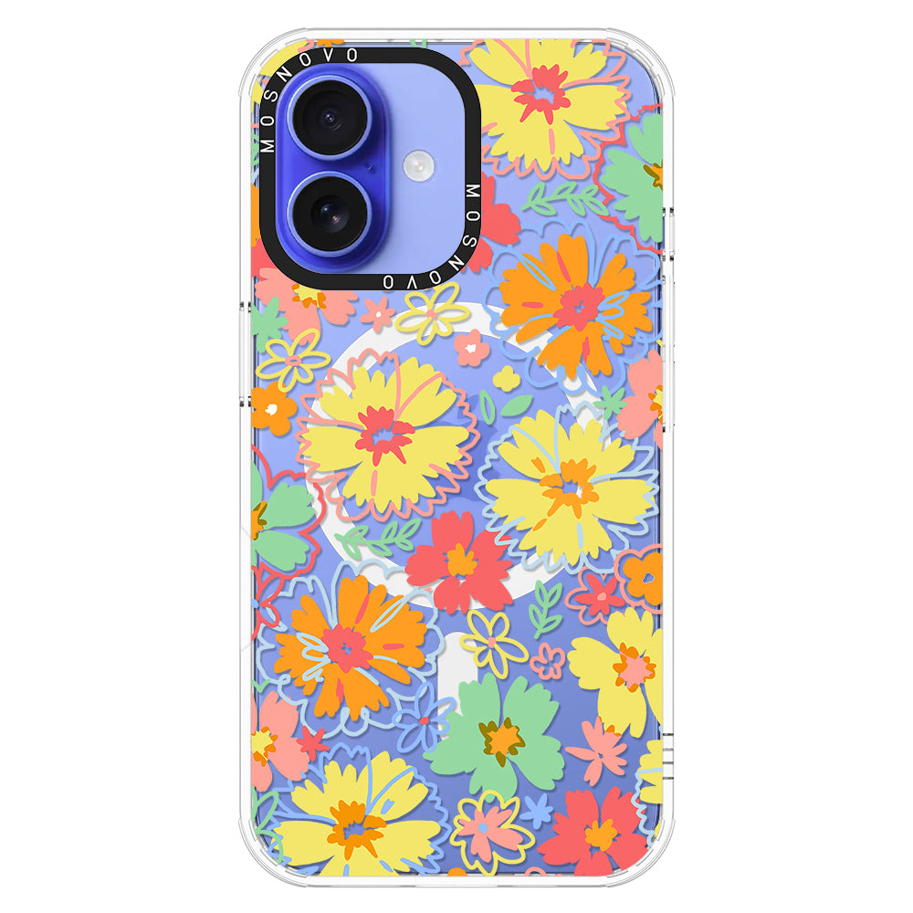 Retro Boho Hippie Flowers Phone Case - iPhone 16 Case - MOSNOVO