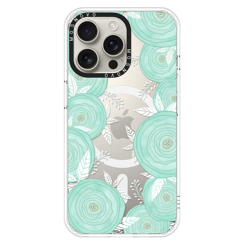 Mint Flower Phone Case - iPhone 16 Pro Max Case - MOSNOVO