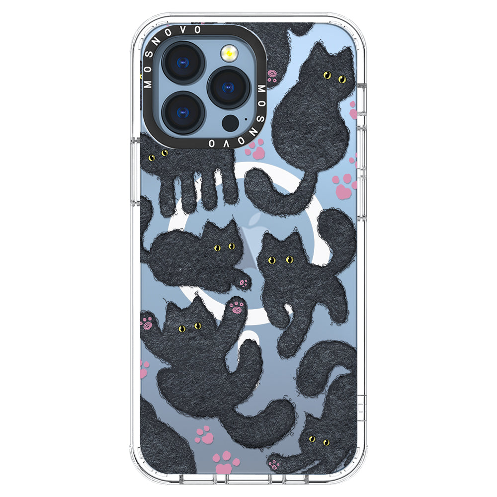 Black Furry Cat Phone Case - iPhone 13 Pro Case