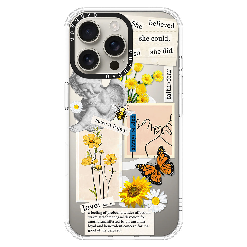 Vintage Collage Sunflower Butterfly Phone Case - iPhone 16 Pro Max Case - MOSNOVO