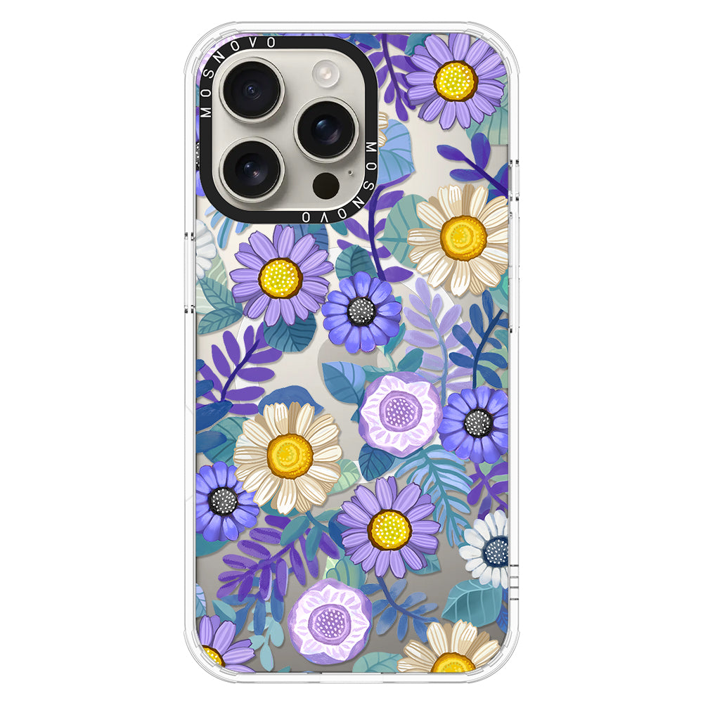 Purple Floral Phone Case - iPhone 16 Pro Max Case - MOSNOVO