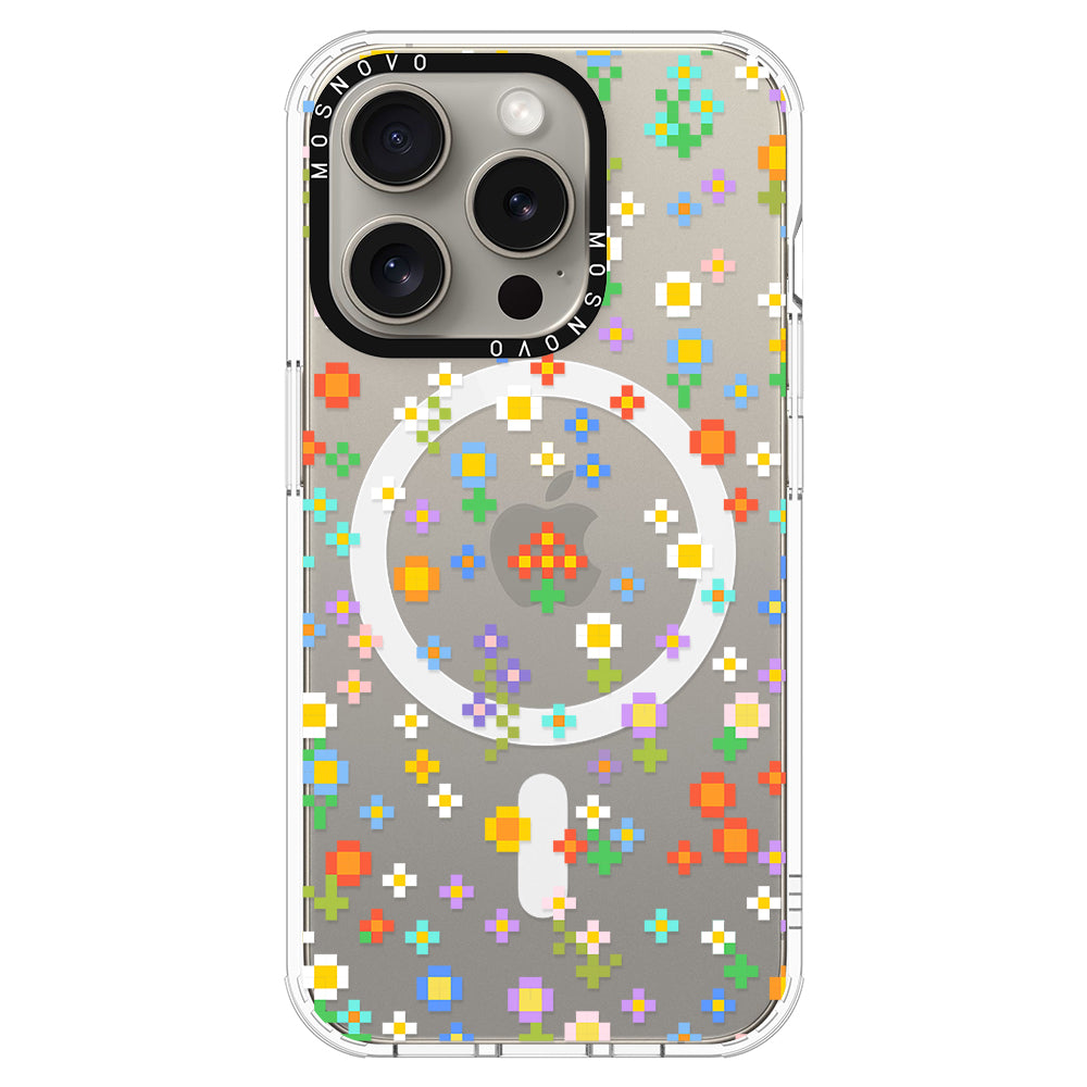 Pixel-Floral Phone Case - iPhone 15 Pro Case