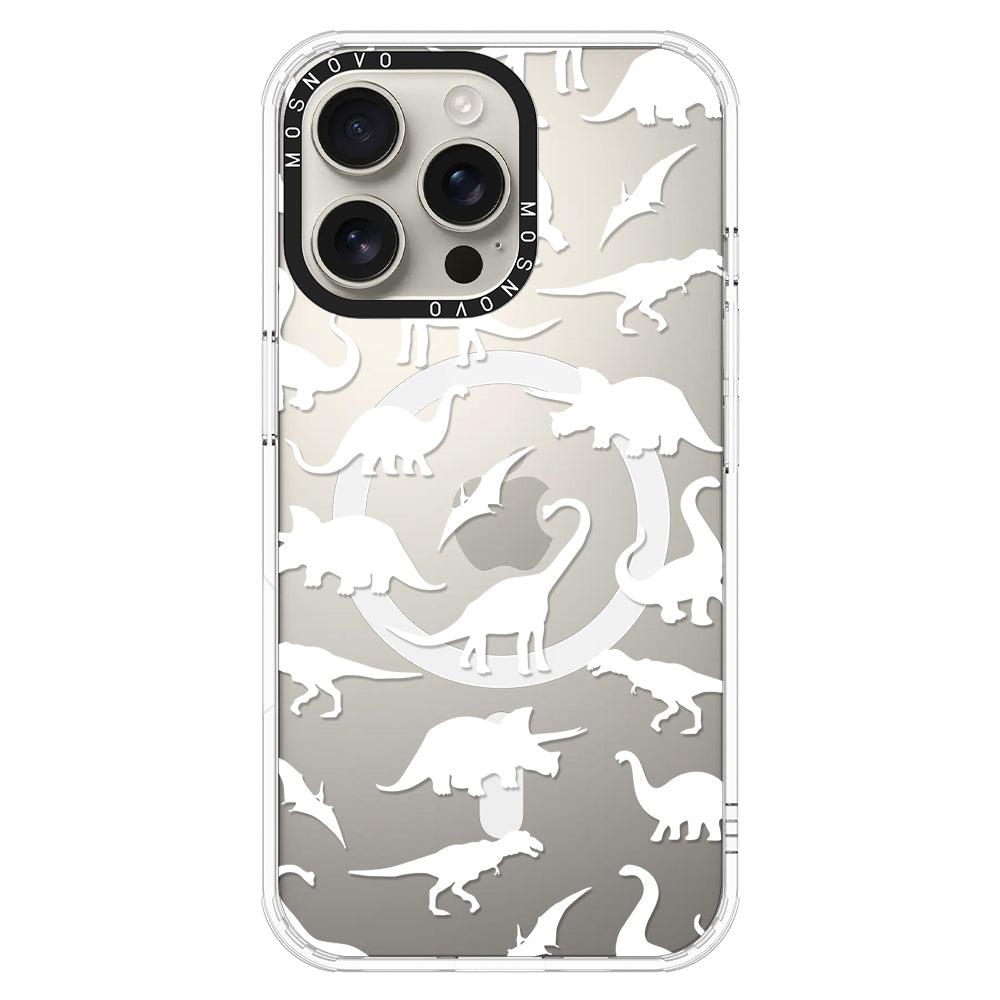 White Dinosaur Phone Case - iPhone 16 Pro Max Case - MOSNOVO