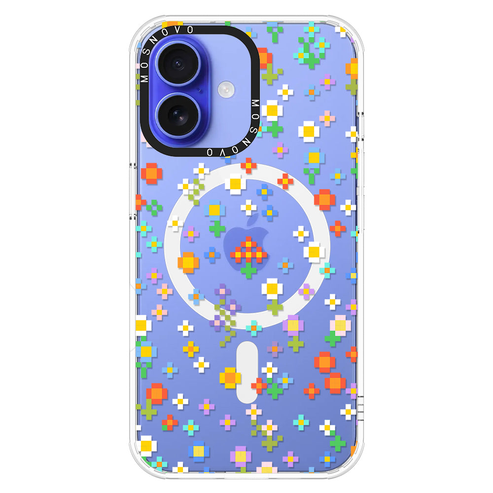 Pixel-Floral Phone Case - iPhone 16 Case