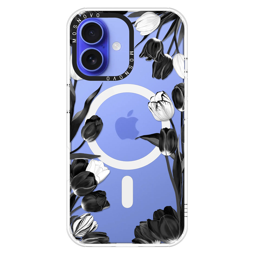 Black Tulips Phone Case - iPhone 16 Plus Case - MOSNOVO