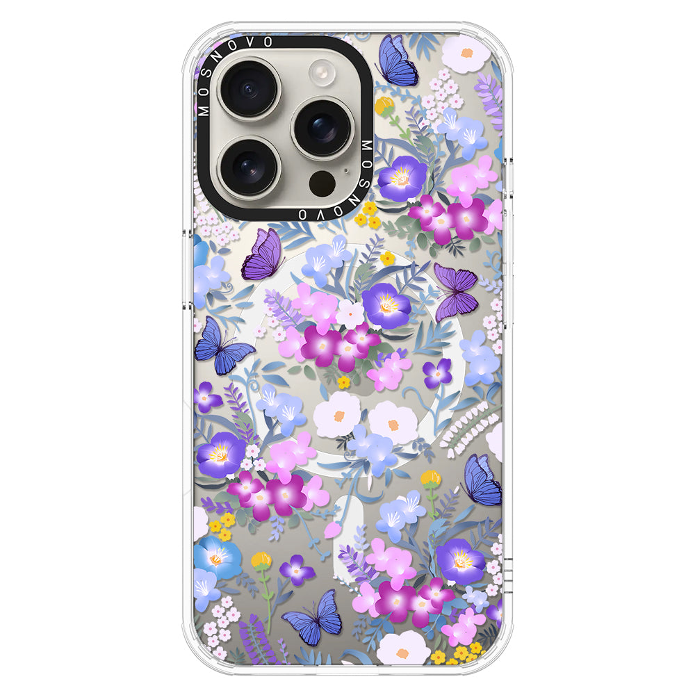 Purple Peri Nemophila Flower Phone Case - iPhone 16 Pro Max Case - MOSNOVO