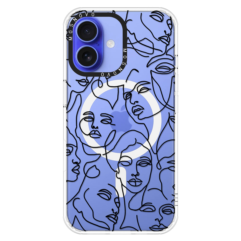 Abstract Face Line Art Phone Case - iPhone 16 Plus Case - MOSNOVO