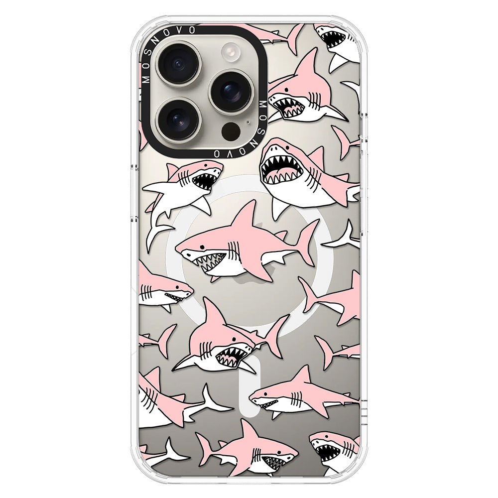 Pink Shark Phone Case - iPhone 16 Pro Max Case - MOSNOVO