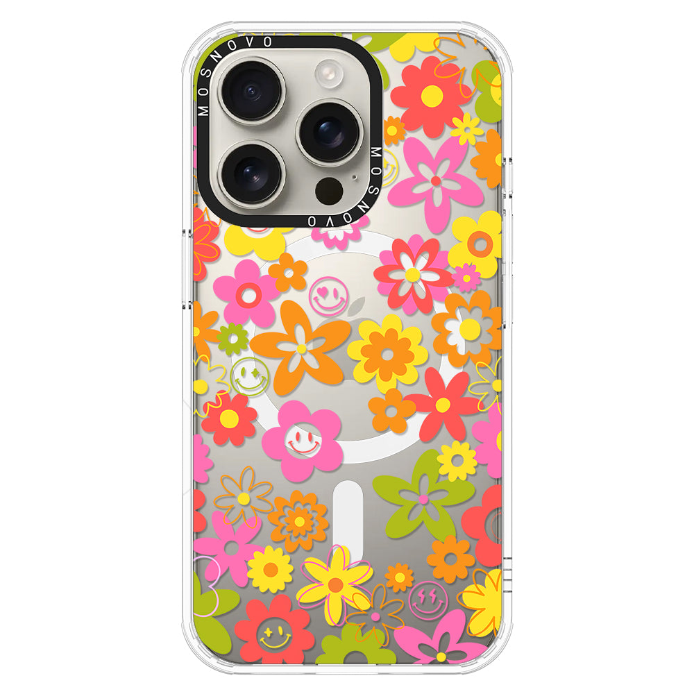 70's Groovy Floral Phone Case - iPhone 16 Pro Case - MOSNOVO