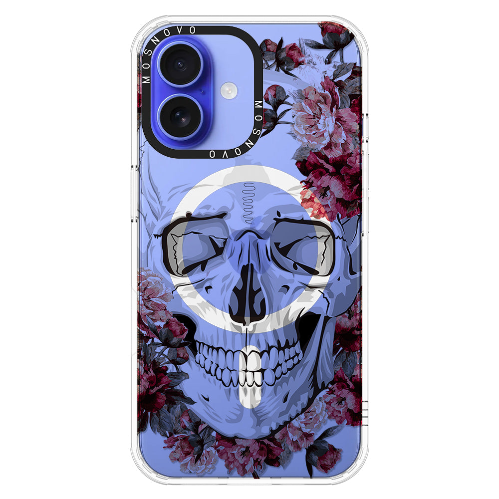 Red Flower Skull Phone Case - iPhone 16 Plus Case - MOSNOVO