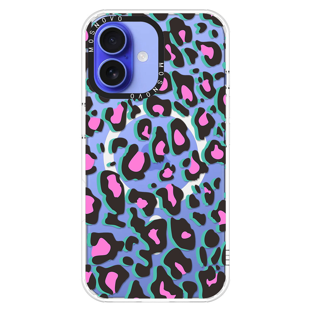 Hot Pink Leopard Print Phone Case - iPhone 16 Plus Case - MOSNOVO