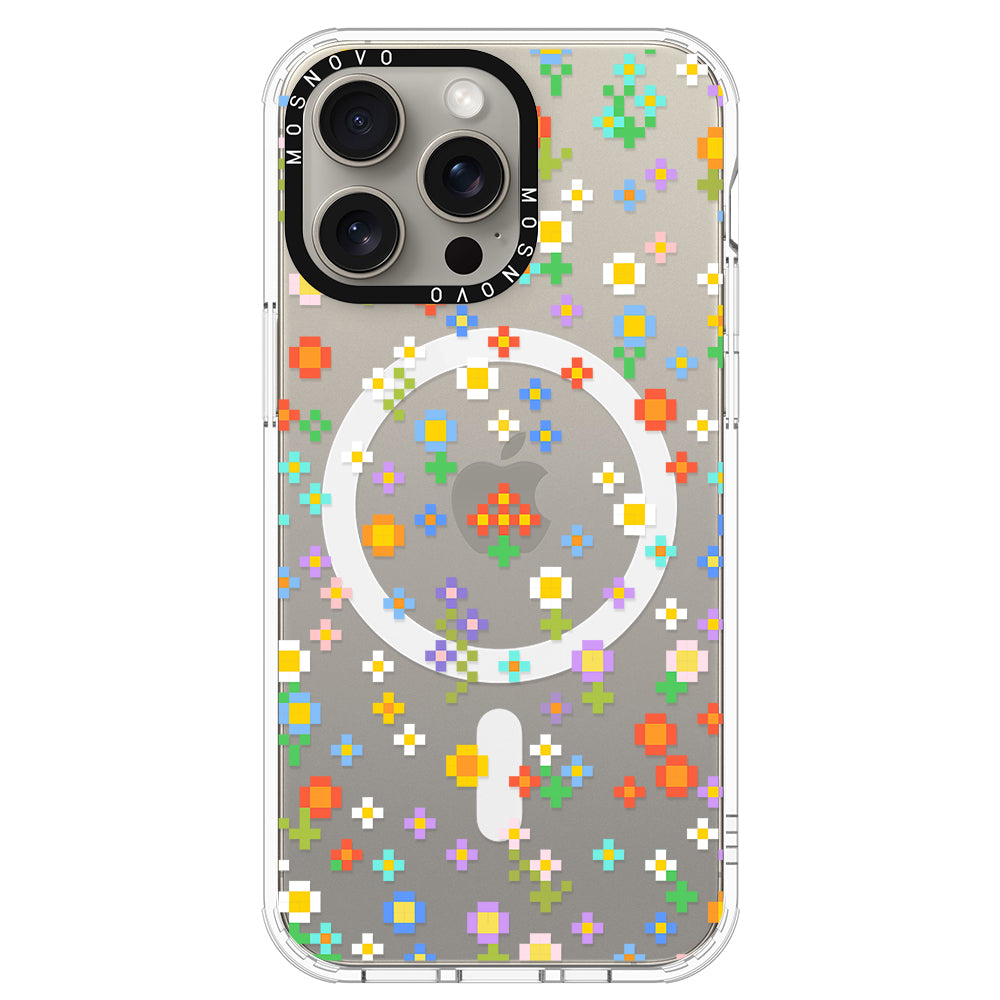 Pixel-Floral Phone Case - iPhone 15 Pro Max Case