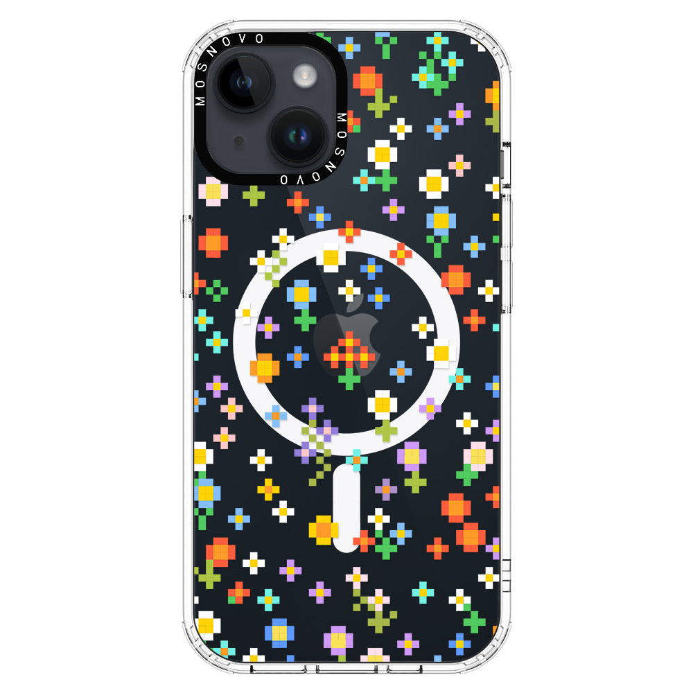 Pixel-Floral Phone Case - iPhone 14 Plus Case