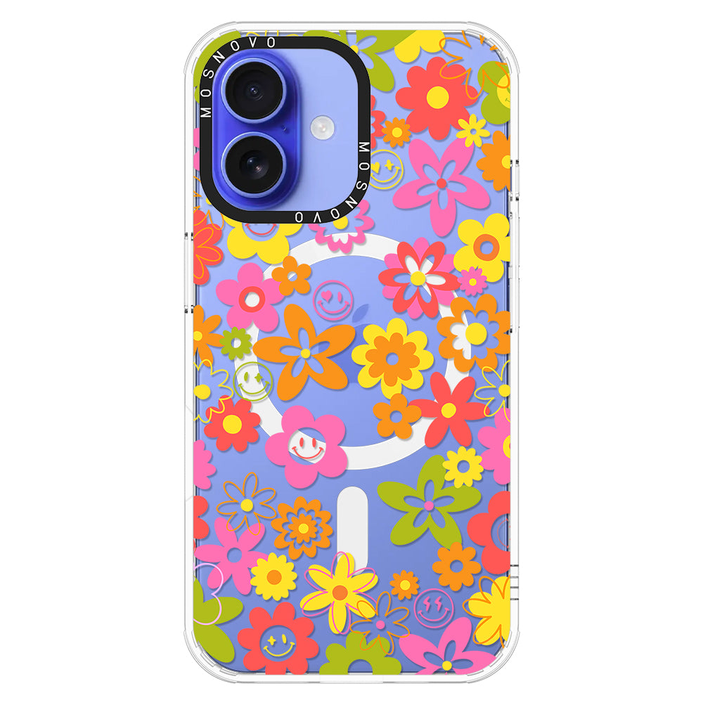 70's Groovy Floral Phone Case - iPhone 16 Plus Case - MOSNOVO