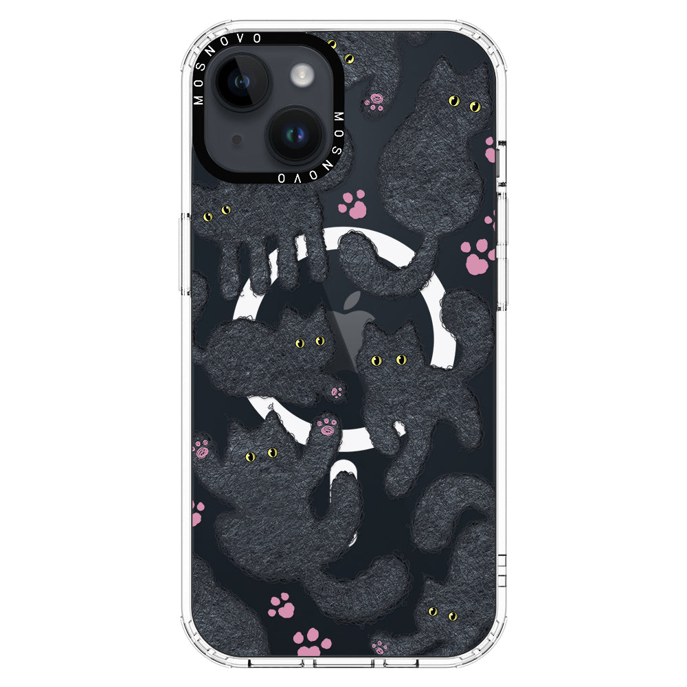 Black Furry Cat Phone Case - iPhone 14 Case