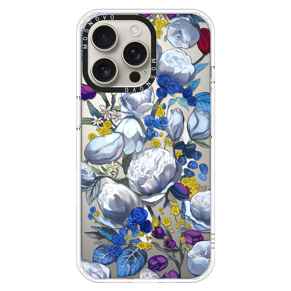 Purple Blue Floral Phone Case - iPhone 16 Pro Max Case - MOSNOVO