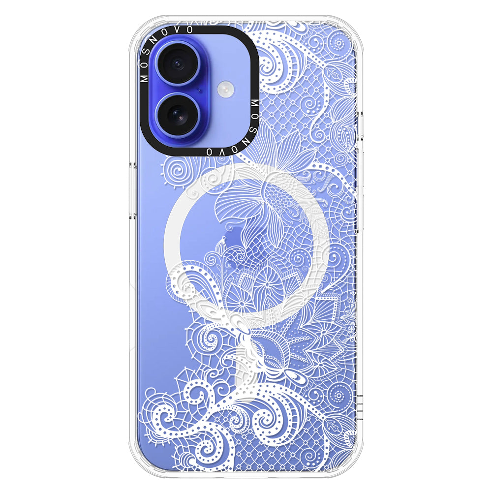 Lacy White Flower Phone Case - iPhone 16 Case - MOSNOVO