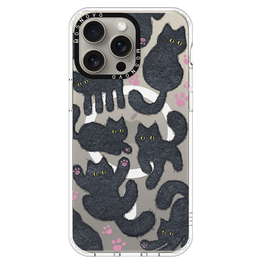 Black Furry Cat Phone Case - iPhone 15 Pro Max Case