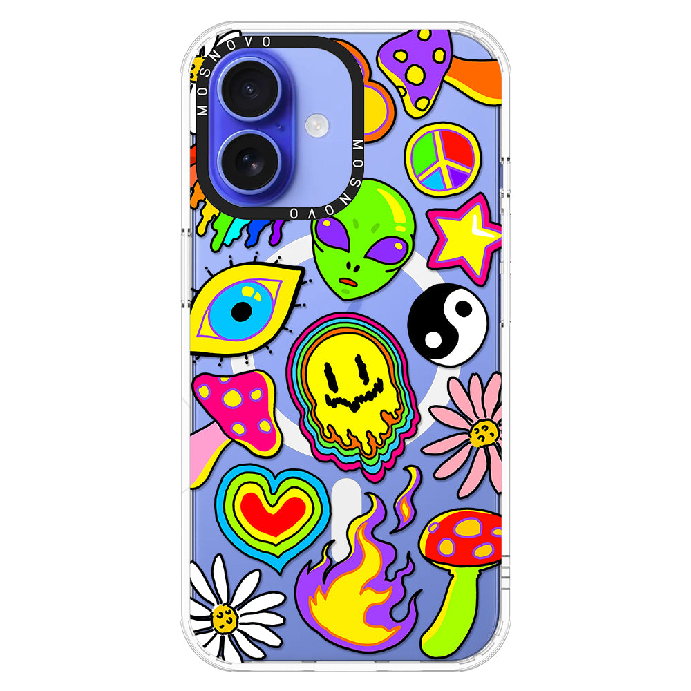 Hippie Rainbow Face Love Phone Case - iPhone 16 Case - MOSNOVO