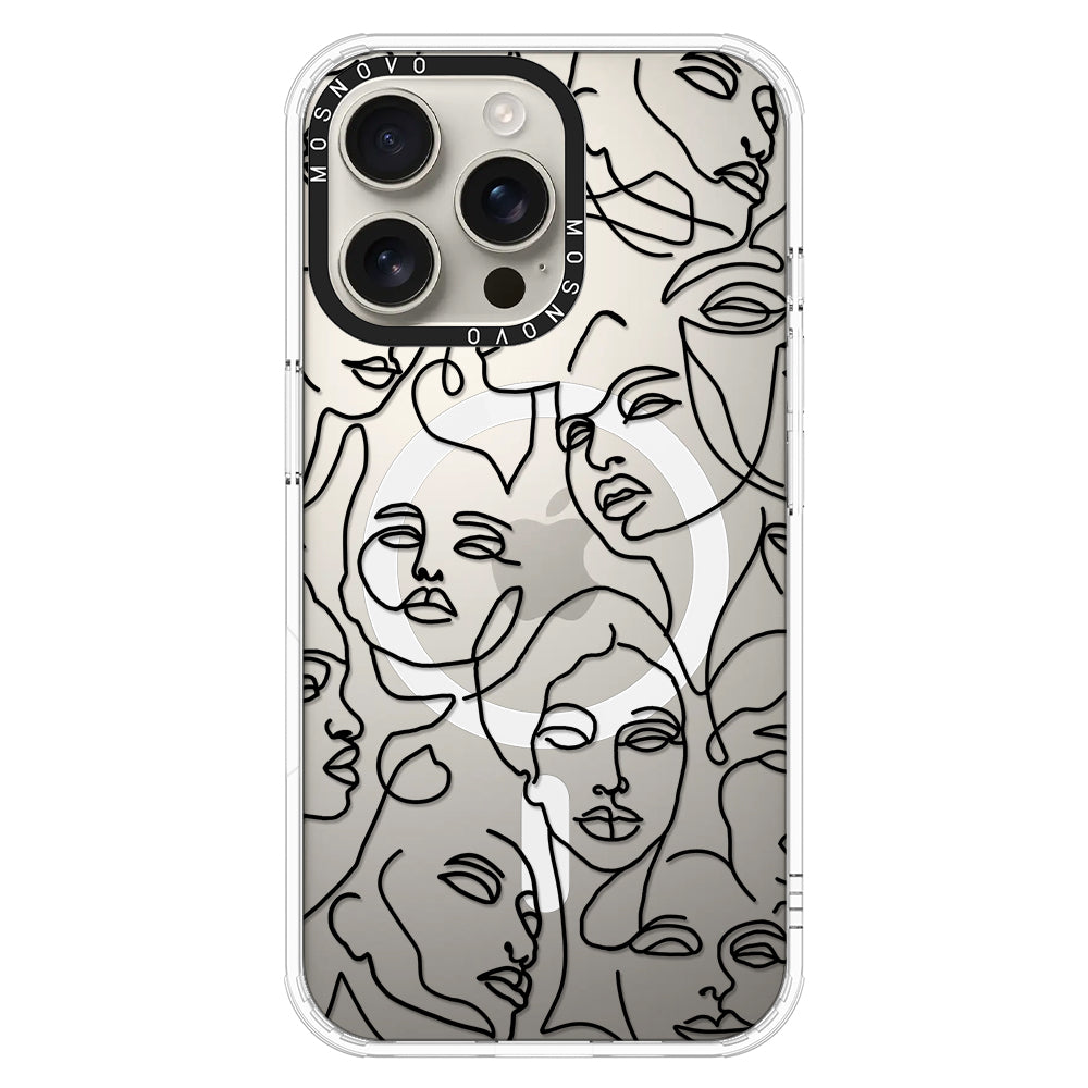 Abstract Face Line Art Phone Case - iPhone 16 Pro Max Case - MOSNOVO