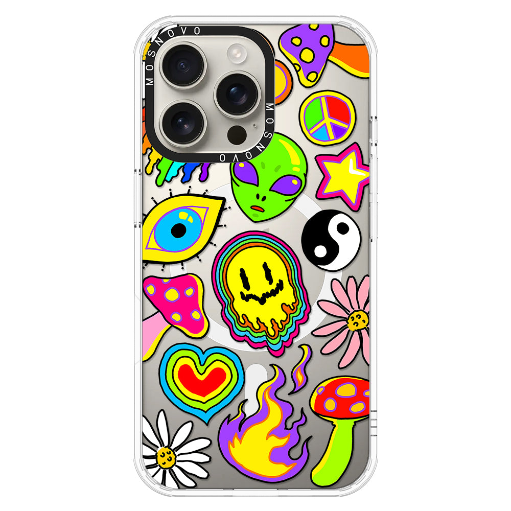 Hippie Rainbow Face Love Phone Case - iPhone 16 Pro Max Case - MOSNOVO